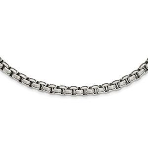 Men's 5.5mm Stainless Steel Polished Rolo Chain Necklace, 24 Inch